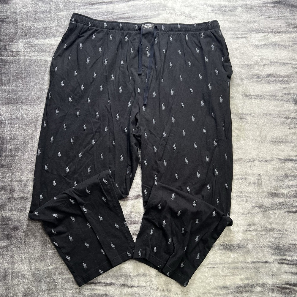 Polo Ralph Lauren Pajama Pants Mens 4XL Black Pony Logo Sleepwear Lounge PJs